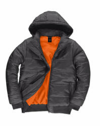 B&C Collection Férfi kapucnis hosszú ujjú kabát B and C Superhood/men Jacket 2XL, Sötét Szürke/Neon Narancs