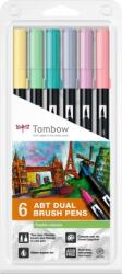 Tombow Marker caligrafic 2 in 1, ABT Dual Brush Pen, Pastel Colours, 6 culori/set Tombow ABT-6P-2 (ABT-6P-2)