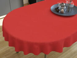Goldea față de masă decorativă loneta - roșu - ovală 140 x 220 cm Fata de masa