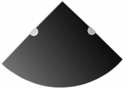 vidaXL Raft de colț din sticlă cu suporți de crom, negru 25 x 25 cm (243855) - izocor