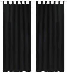 VidaXL Draperii micro-satin cu bride, 2 buc, 140 x 245 cm, negru (130355)