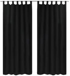 VidaXL Draperii micro-satin cu bride, 140 x 175 cm, negru, 2 buc (130353)