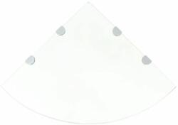 vidaXL Raft de colț sticlă transparentă cu suporți de crom, 45 x 45 cm (243854) - izocor