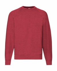 Fruit of the Loom Uniszex hosszú ujjú pulóver Fruit of the Loom Classic Raglan Sweat M, Vintage Heather Piros