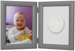 Baby HandPrint Kit mulaj Memory Frame, Cu rama foto 13x18 cm, Non-toxic, Conform cu standardul european de siguranta EN 71-3: 2019, Silver (BH_MF_Silver)
