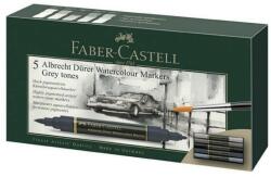 Faber-Castell Set 5 markere acuarela, 2 capete, tonuri de gri, Faber-Castell Albrecht Durer (FC160306)