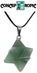  Pandantiv din Aventurin cu snur- Chakre 4 - Merkaba - 13x13 mm - 1 Buc