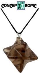 Pandantiv din Cuart Fumuriu - Chakre 1 - Merkaba - 13x13 mm - 1 Buc