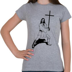 printfashion Jézus kardja - Női póló - Sport szürke (4741662)