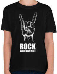 printfashion Rock will never die - Gyerek póló - Fekete (4746626)