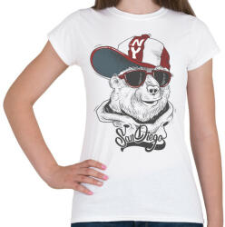 printfashion Baseball sapkás medve - Női póló - Fehér (4748071)