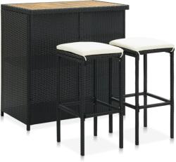 vidaXL Set mobilier de bar, 3 piese, negru, poliratan (313473)