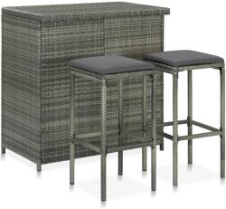 vidaXL Set mobilier de bar, 3 piese, gri, poliratan (313472)