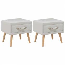 vidaXL Noptiere, 2 buc. , alb, 40 x 35 x 40 cm, piele ecologică (276380)