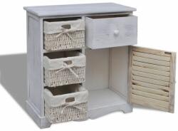 VidaXL Cabinet alb din lemn cu 3 coșuri împletite pe partea stângă (240794) Dulap arhivare