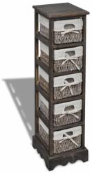 VidaXL Dulap de depozitare din lemn, 5 coșuri împletite, maro (240801) - izocor Dulap arhivare