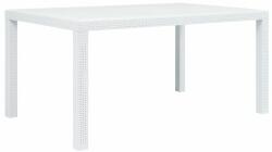 vidaXL Masă de grădină, alb, 150 x 90 x 72 cm, plastic, aspect ratan (45604) - izocor
