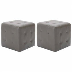 vidaXL Noptiere, 2 buc. , gri, 30x30x30 cm, piele ecologică (249013)
