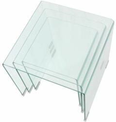 vidaXL Set mese suprapuse, sticlă călită transparentă, trei piese (244190) - izocor Masa de cafea