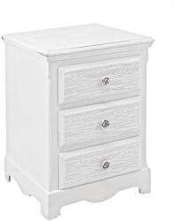 Bizzotto Noptiera 3 sertare din lemn alb cu patina gri Blanc 40 cm x 34 cm x 63.5 h (0744184)