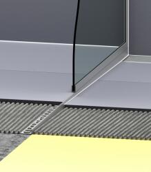 Celox OX 12x2000 Épített zuhanykabin Jobb padlólapszegély eloxált ezüst ferde ék alakú profil 200 cm 2% lejtés 10-12 mm-es padlólaphoz