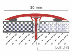 Celox OX 30x2700 inox polírozott Burkolatváltó profil ajtó küszöb helyett Inox rozsdamentes 30 mm széles 270 cm szintkülönbség kiegyenlítő