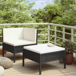 vidaXL Set mobilier de grădină cu perne, 2 piese, negru, poliratan (310206) - vidaxl