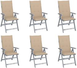 vidaXL 6 db dönthető tömör akácfa kerti szék párnával (3065320/21/22/23/24/25/26/27/28/29)
