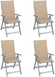 vidaXL 4 db dönthető tömör akácfa kerti szék párnával (3065380/81/82/83/84/85/86/87/88/89)