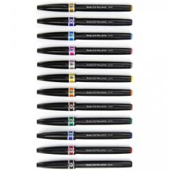 Pentel Marker caligrafic Brush Pen ultra fin Sign Pen Artist, 12 culori/set, Pentel PPESESF30CAPCK