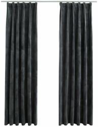  Draperii opace, 2 buc. , antracit, 140x225 cm, catifea, cu cârlige (134501)