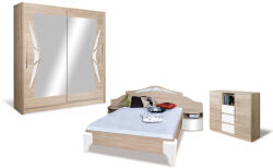 MobAmbient Mobilă dormitor culoare sonoma cu alb - model DOME