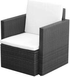 vidaXL Scaun de grădină cu perne, negru, poliratan (42669)