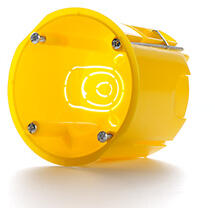  Szerelvénydoboz gipszkartonba süllyeszthető 1-es (68x66 mm) mélyített, sárga (JG-2660)