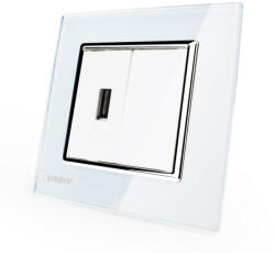 LIVOLO Priza simpla USB cu panou sticla Livolo (VL-FCUS-1WP-P7E)