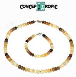  Set Colier si Bratara din Opal de Foc Disc - 3-6 x 6-7 mm - Accesorii Argint 925 - GF