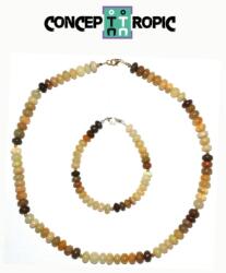  Set Colier si Bratara din Opal de Foc Disc - 4-5 x 7-8 mm - Accesorii Argint 925 - GF