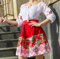 Ie traditionala Rochie Traditionala stilizata cu Maci 10