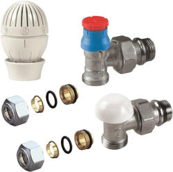 GIACOMINI R470A sarok termosztatikus radiátorszelep szett, 1/2" , 2db 15 x 1mm fémcsőhöz csazlakozóval (CVDTAX002)