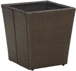 vidaXL Masă de ceai, maro, 41, 5x41, 5x44 cm poliratan/sticlă securizată (310558)