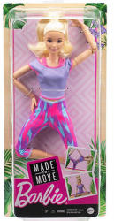 Mattel Barbie - Hajlékony Jógababa Szőke Hajjal Lila Ruhában (GXF04)