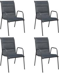vidaXL 4 db fekete rakásolható acél és textilén kerti szék (313071/73/76)
