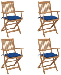 vidaXL 4 db összecsukható tömör akácfa kerti szék párnával (3064640/41/42/43)