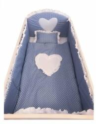 Deseda Lenjerie de pat bebelusi cu aparatori laterale Deseda Te iubesc puisor 120x60 cm albastru cu alb (3059)