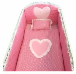 Deseda Lenjerie de pat bebelusi cu aparatori laterale Deseda Te iubesc puisor 140x70 cm roz cu alb (10370)