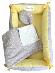 Deseda Reductor Personalizat Bebe Bed Nest cu paturica si pernuta antiplagiocefalie Deseda Stelute pe gri (50592P)