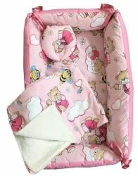 Deseda Reductor Bebe Bed Nest cu paturica si pernuta antiplagiocefalie Deseda Ursi cu albine pe roz (50590)