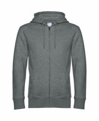 B&C Collection Férfi kapucnis hosszú ujjú pulóver B and C KING Zipped Hooded L, Heather Mid Szürke