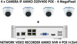 AMIKO Kit sistem de supraveghere 4 camere Video IP POE - 5MP