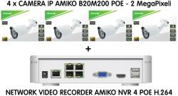AMIKO Kit supraveghere 4 camere Video IP POE - 2MP